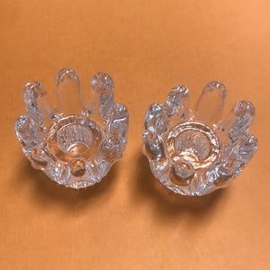 Pair of Vintage/MCM Kosta Boda‎ Sunflower Candle Holders Designed by Goran Warff